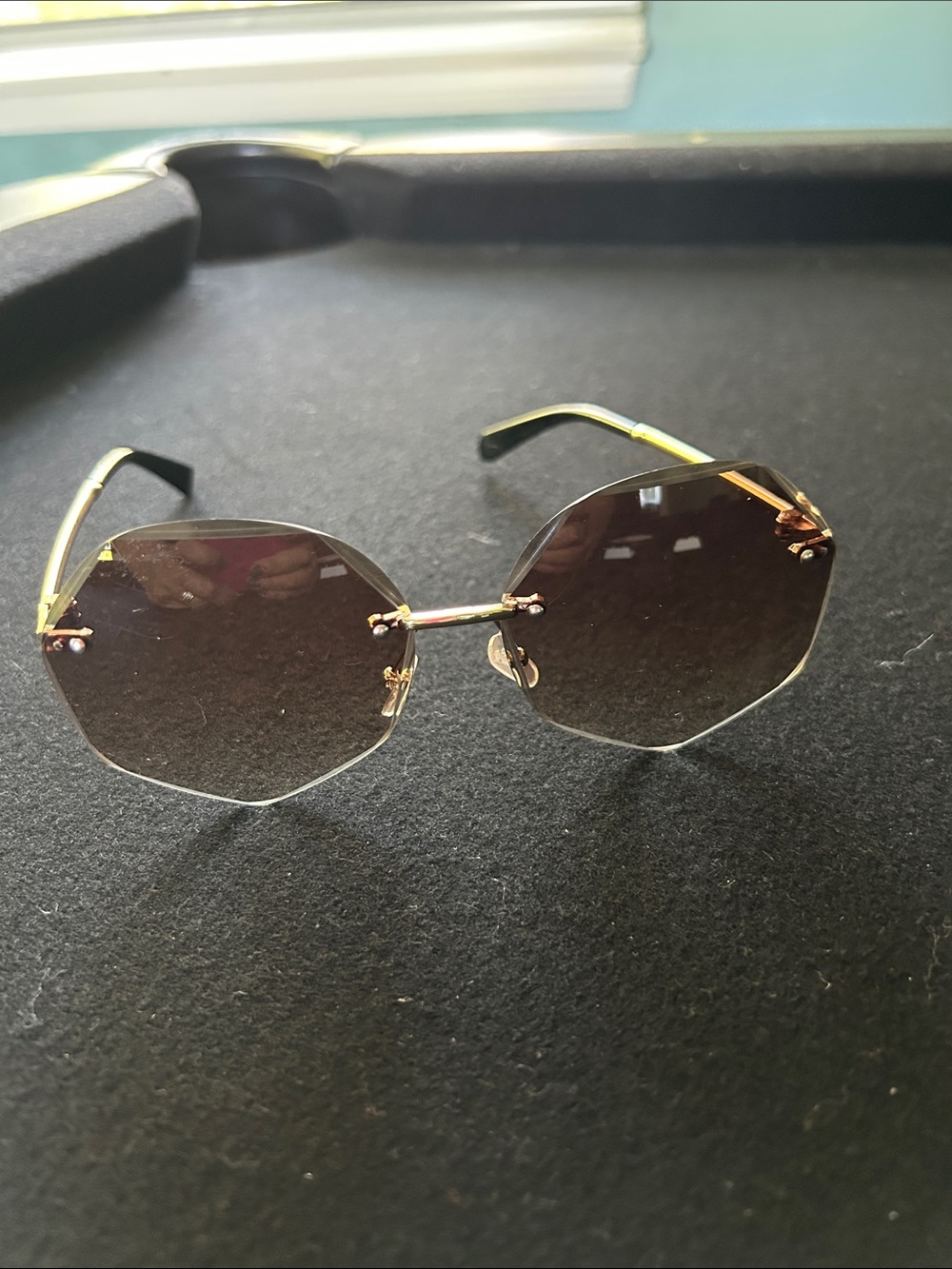 Octagonal Gold Frame Sunglasses with Brown Gradient Lenses
